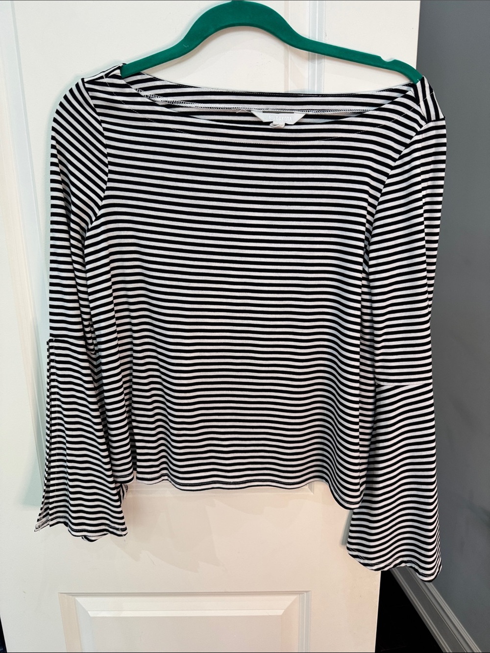 BB Dakota Black & White Striped Long-Sleeve Boatneck Top